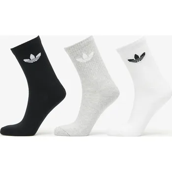 Pánské ponožky Ponožky adidas Trefoil Cushion Crew Sock 3-Pack White/ Medium Grey Heather/ Black L