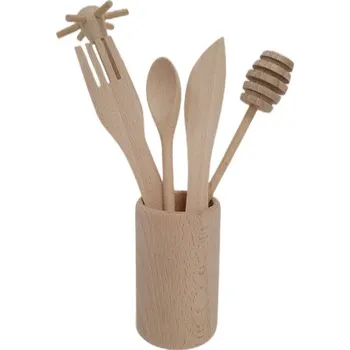 Dřevěná hračka Dětská dřevěná sada kuchyňského náčiní v dóze