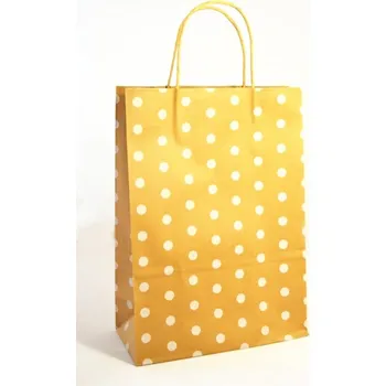 Dárková taška Papírová taška - kraft s bílými puntíky - 26 x 36 cm