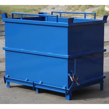 Odpadkový koš Kontejner s výklopným dnem, 2000 litrů, modrá, plné stěny