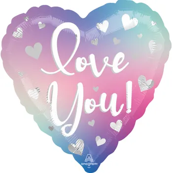 Balónek Amscan 43 cm fóliový balónek - Srdce Love You ombré