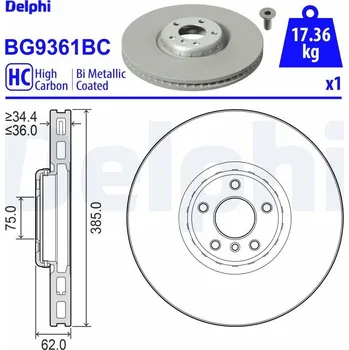 Brzdový kotouč Brzdový kotouč DELPHI BG9361BC