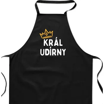 Kuchyňská zástěra Zástěra černá - král udírny