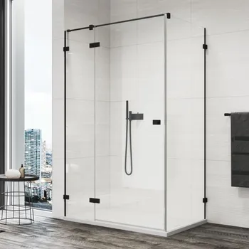 RONAL ANNEA Black Boční stěna v 90° s L-kováním černá mat čiré ANTW10000607