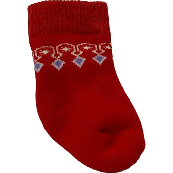 Dětské froté ponožky s lycrou červené s ornamentem, Velikost: 9 - 10 (15 - 16), Barva: Červená