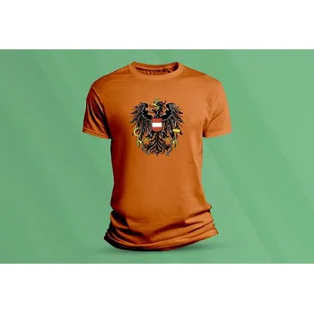 Chlapecké tričko Dětské bavlněné tričko Státní znak Rakouska. velikost 140 (9-11 let) Oranžová