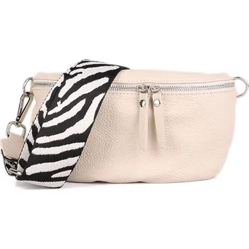 Kabelka ITALSKÉ Béžové dámske kožené ledvinky Vera Pelle Elisse