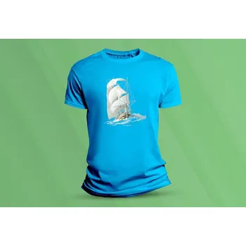 Dětské bavlněné tričko Plachetnice 2. velikost 140 (9-11 let) Azurová