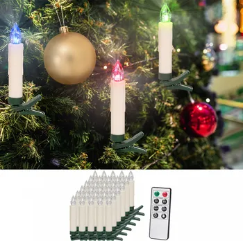 Vánoční osvětlení Goleto Bezdrátové vánoční svíčky na stromeček 30 LED multicolor