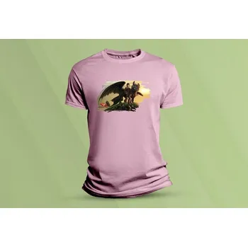 Chlapecké tričko Dětské bavlněné tričko Jak vycvičit draka. Růžová velikost 140