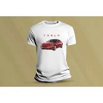 Chlapecké tričko Dětské bavlněné tričko Tesla S. Bílá velikost 152 (12-13 let)