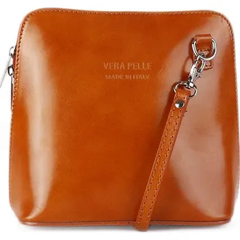 Kabelka ITALSKÉ Kožená crossbody kabelka Italská kamel Milana