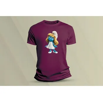 Dětské bavlněné tričko Šmoulinka. velikost 104 Vínová