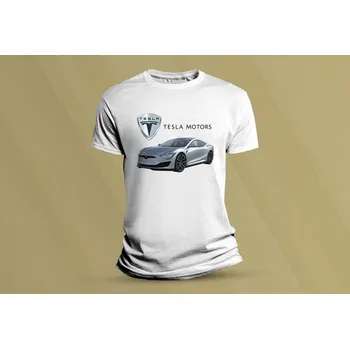 Chlapecké tričko Dětské bavlněné tričko Tesla S II. Bílá velikost 152 (12-13 let)