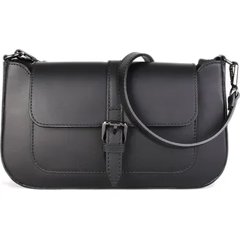 Kabelka ITALSKÉ Dámské černé kožené kabelky Ivica tmavé kovaní