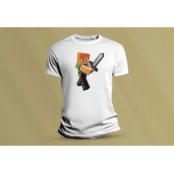 Chlapecké tričko Dětské bavlněné tričko Alex Minecraft. Bílá velikost 152 (12-13 let)