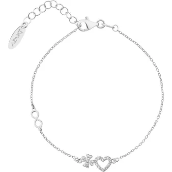 Náramek Stříbrný náramek se zirkony - srdce, čtyřlístek, nekonečno - AP536-8860