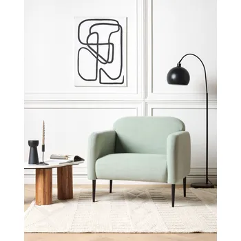 Křeslo Křeslo světle zelené látkové čalounění černé kovové nohy 83 x 74 x 77 cm nízké opěradlo retro styl obývací pokoj Beliani