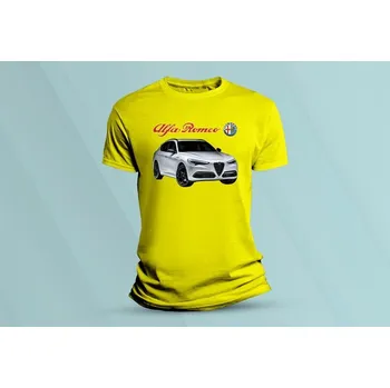 Dětské bavlněné tričko Alfa Romeo Stelvio. Žlutá velikost 128 (7-8 let)