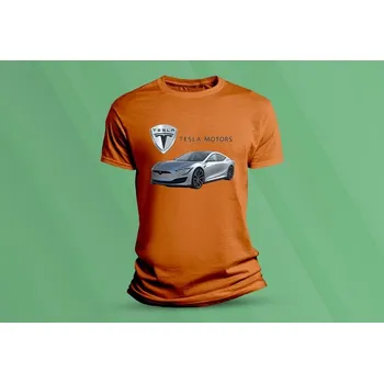 Chlapecké tričko Dětské bavlněné tričko Tesla S II. velikost 116 (5-6 let) Oranžová