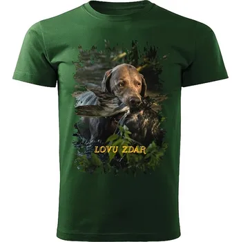Pánské tričko tričko pro myslivce Lovu Zdar pes s kačenou L (Myslivecké tričko)