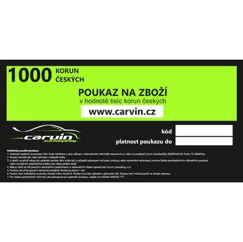Dárková visačka Carvin Dárkový poukaz v hodnotě 1000 Kč