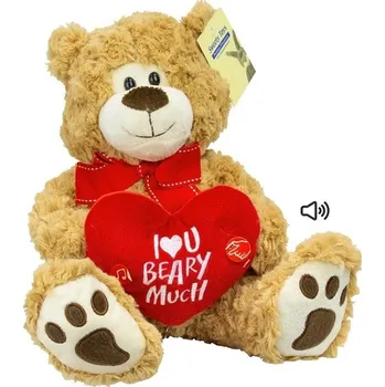 plyšák Plyšák Hnědý Medvídek I Love You Beary Much se zvukem 30 cm