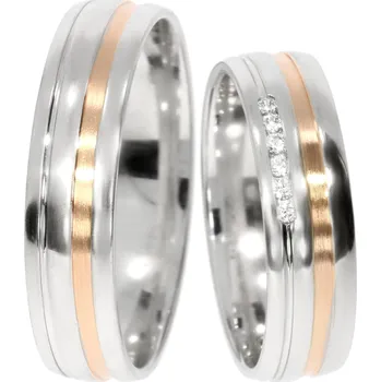 Prsten Zlatnictví Helios Stříbrné snubní prsteny se zlatým proužkem GS-41