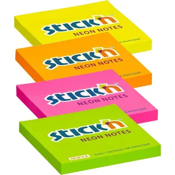 Samolepící bloček samolepicí bloček Stick´ by Hopax neon 76x76mm, 100 lístků - zelená