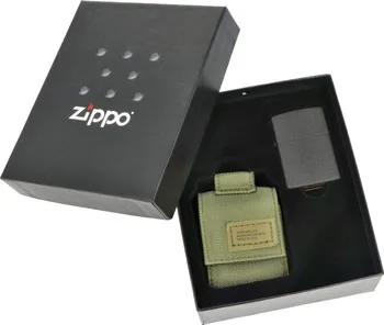 Zapalovač Zippo 30056 Black Crackle zapalovač + taktické pouzdro zelené
