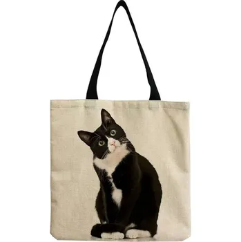 Dámská taška přes rameno s kočkou, plátěná - Taška pro kočky hm1306