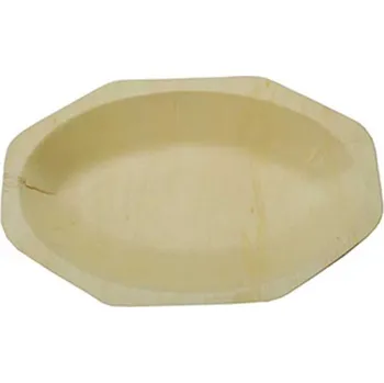 Jednorázové nádobí Talíř salátový oválný dřevěný(z dýhy) 8-boký 19,5x13cm/ 20 ks