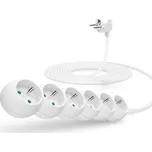 CONNECT IT prodlužovací kabel 230 V, 6 zásuvek, 5 m, bez vypínače (bílý) ideální pro výškově nastavitelný stůl