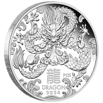 Lunární série III. - stříbrná mince Year of the Dragon (Rok draka) 2 Oz 2024 PROOF