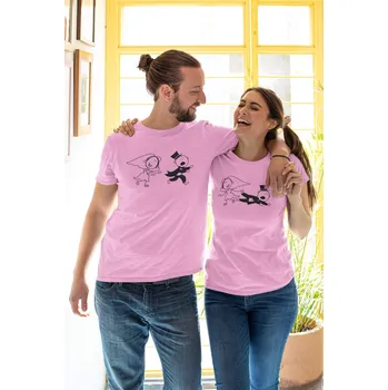 Trička pro páry Svatební pár Barva: Růžová, Dámska velikost: XL, Pánska velikost: XL