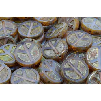 Korálek Ploškované korálky peace 16 mm č. 151