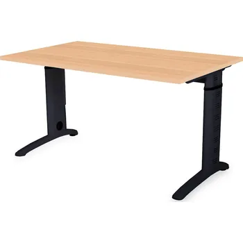 Psací stůl DeskFix DESK FIX 200 - černá podnož - výškově nastavitelný stůl Rozměry stolové desky: 2000x800 mm :: výroba do 14 dní, Dekor stolové desky: COLOR: Pískově béžová U156 - tl. 25 mm variabilní nastavení výšky stolu pomocí šroubů