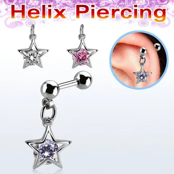 Piercing Piercingate Činka do ucha - hvězda - PNC00147 - Barva/Motiv: Čirá, Délka tyčky: 6 mm