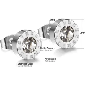 Náušnice Luxusní nerezové náušnice s kamínky - Zatlačit zpátky