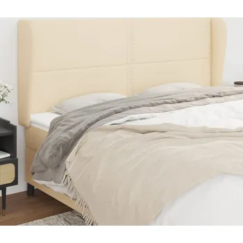 Ložnice vidaXL Čelo postele typu ušák 203x23x118/128 cm textil [3117839] Barva: krémová