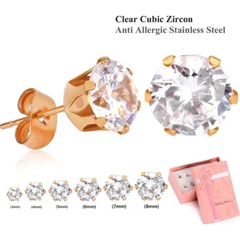 Náušnice Zirkonové náušnice Luxusteel | sada 6 párů - Bílá růže