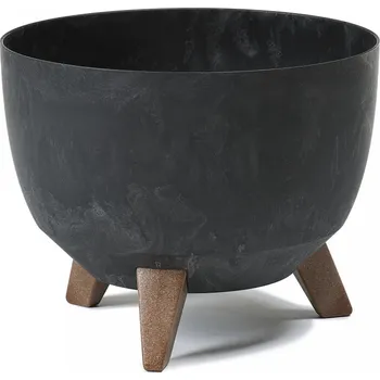 Květináč Plastová mísa Roma eco beton efekt 240 mm, černý beton