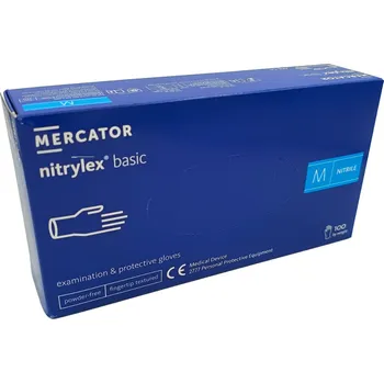Vyšetřovací rukavice Mercator Medical Jednorázové rukavice nitrilové nepudrované NITRYLEX Basic - 100 ks L