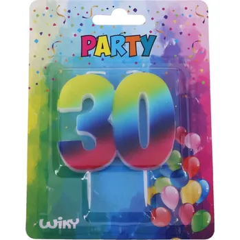 Dortová svíčka Párty svíčka číslo 30 Duha / W008558 wiky