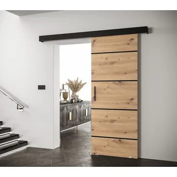 Interiérové dveře Posuvné dveře s černými úchyty SALOME 4 - dub artisan / černé