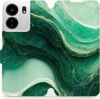 Pouzdro na mobilní telefon Flipové pouzdro Mobiwear - Xiaomi Poco C65 - VP38S Zelený mramor (Knížkové flip pouzdro, obal, kryt na mobil Xiaomi Poco C65 - VP38S Zelený mramor, materiál Umělá kůže + TPU - ochrana 360°, stojánek, silikonová vanička, magnetické zavírání)