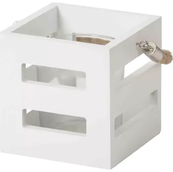 Svícen Yankee Candle Coastal Stripe Wood svícen - Dřevěný bílý svícen v přímořském stylu