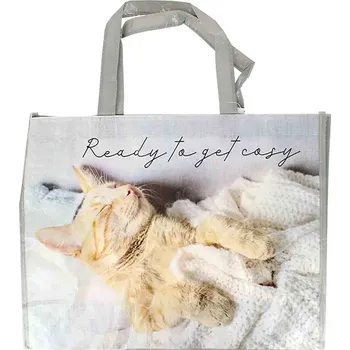Nákupní taška Nákupní taška Ready To Get Cosy Cat - Prostorná taška s kočičím motivem