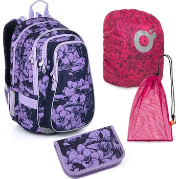 Set školních potřeb Školní batoh Topgal s květy LYNN 23008 SET LARGE