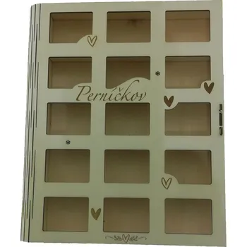 Dřevěná krabička - kniha s okénky - Krabička s 15 okénky